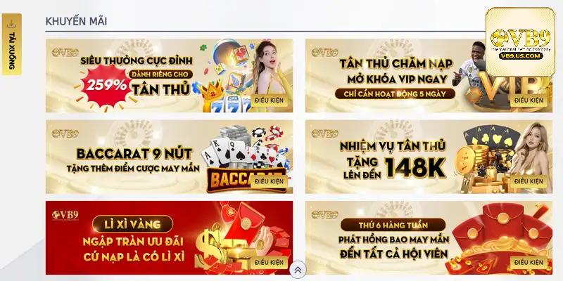 VB9 cung cấp nhiều chương trình khuyến mãi đẳng cấp cho hội viên